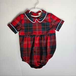 The Beaufort bonnet co Bradford Red Plaid Baby Romper Christmas